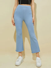 EZwear Lettuce Hem Flare Leg Pants